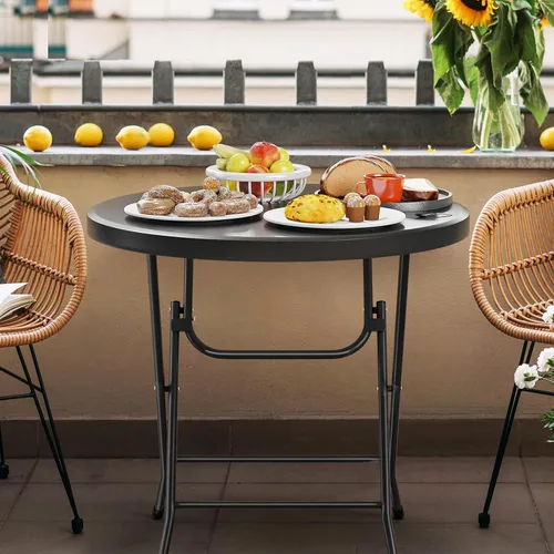 Miniatura 2 de VINGLI Mesa redonda plegable para banquetes comerciales de 32 pulgadas, mesa de comedor de café de cartas de plástico portátil para cocina o fiesta