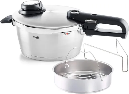 Fissler Vitavit - Olla a presión prémium con inserto de vapor, 3.7 cuartos de galón Acero inoxidable
