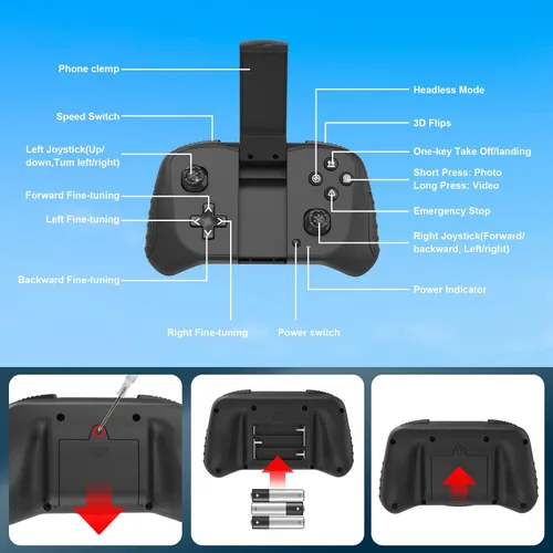 Miniatura 7 de Mini dron con cámara para adultos y niños - drones con cámara FPV HD 1080P de 90° con lente ajustable, selfies con gestos, inicio con una tecla