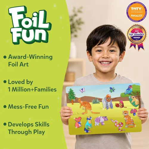 Miniatura 2 de Skillmatics Foil Fun - Mega pack de animales, arte sin desorden para niños, kits de manualidades y suministros, actividad creativa de bricolaje