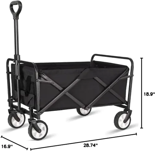 Miniatura 9 de Carrito plegable con ruedas, capacidad de 220 libras, ligero y portátil con mango flexible para comestibles, deportes, jardín, campamento