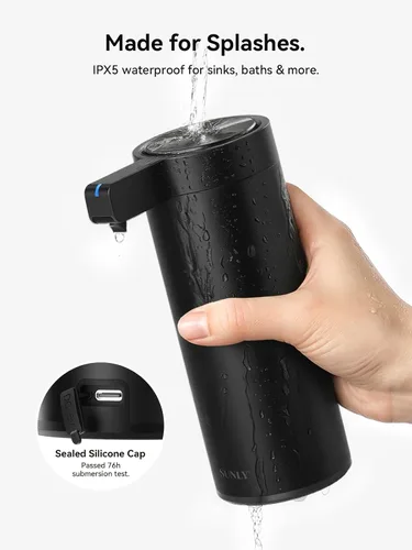 Miniatura 6 de SUNLY Dispensador de jabón automático sin contacto – Bomba sin obstrucciones, sensor rápido de 0.2 s, recargable USB-C, acero inoxidable resistente
