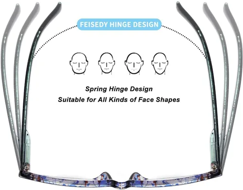 Miniatura 5 de FEISEDY Gafas de lectura progresivas multifocales con bloqueo de luz azul, sin línea, con bisagra de resorte B2675