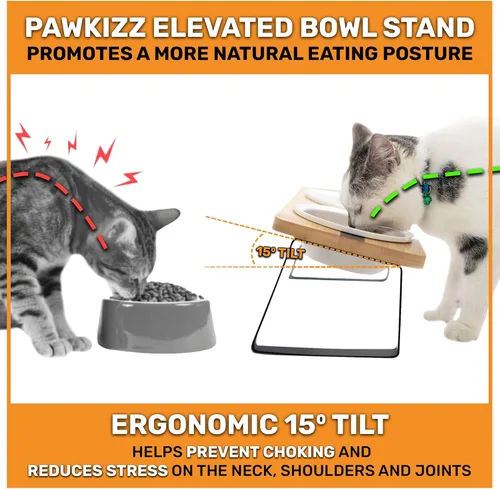 Miniatura 2 de Soporte Elevado para Tazones de Gato para Comida y Agua – Estación de Alimentación Elevada Anti-Vómito con Soporte Inclinado – Tazones Redondos