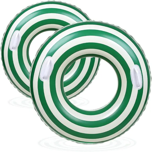 Miniatura 12 de Flotador de piscina grande a rayas, flotadores inflables de piscina para adultos, paquete de 2 flotadores de piscina, tubos de piscina, anillos