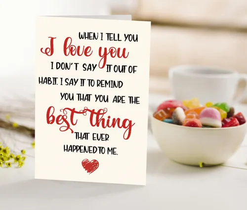 Miniatura 6 de Tarjeta de San Valentín con texto en inglés "When I Tell You I Love You", regalo de aniversario, boda, cumpleaños para esposa, marido, novia, novio