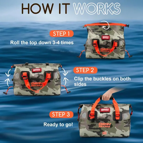 Miniatura 5 de OSAH DRYPAK Bolsa de lona impermeable – Bolsa seca para motocicleta con gran espacio de almacenamiento, bolsas de equipaje impermeables con bolsillo