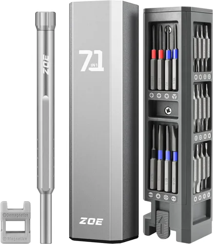 Miniatura 10 de ZOE Juego de destornilladores de precisión, juegos de destornilladores pequeños 71 en 1 con estuche y magnetizador, mini juego de destornilladores