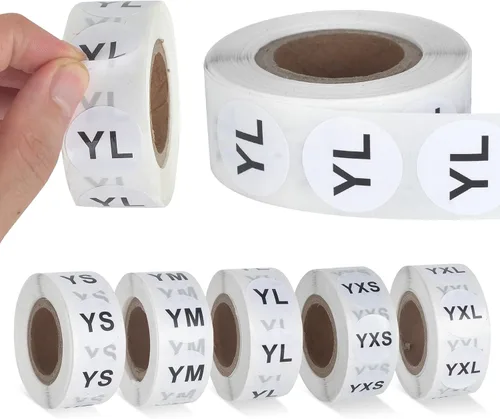 Miniatura 8 de 2500 calcomanías de tamaño de ropa juvenil, etiquetas adhesivas redondas, diámetro circular, 0.9 pulgadas, etiquetas de tamaño de ropa, etiquetas