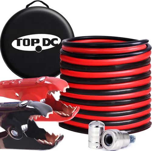 Miniatura 11 de TOPDC Cables de puente resistentes de 1000 amperios para batería de automóvil, cables resistentes para camiones diesel, kit de cables de puente