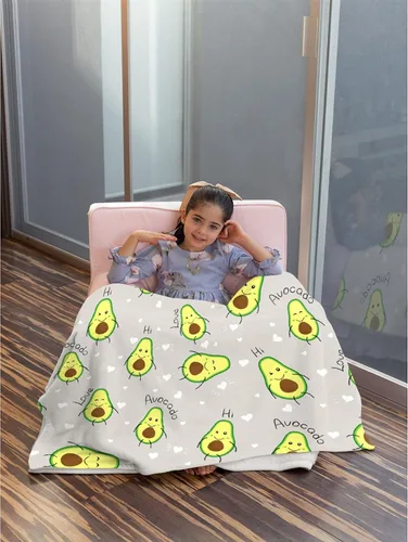 Miniatura 2 de Manta de aguacate súper suave y adorable con dibujos animados de frutas, forro polar, cálida y acogedora, 40 x 30 pulgadas para niños, mascotas