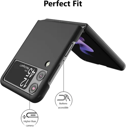 Miniatura 4 de Cresee Funda para Samsung Galaxy Z Flip 3 5G 2021, Slim Fit Matte PC Cover Phone Case para Galaxy Z Flip3 - Negro