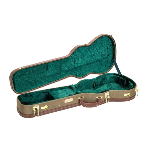 Crossrock Estuche rígido de madera de lujo para ukeleles soprano, estilo mochila, verde vintage (CRW700SUGN)
