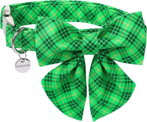 Miniatura 13 de DOGWONG Collar de perro de San Valentín con pajarita, corazón azul, perfecto para perros pequeños, medianos y grandes, patrón de corazón, pajarita