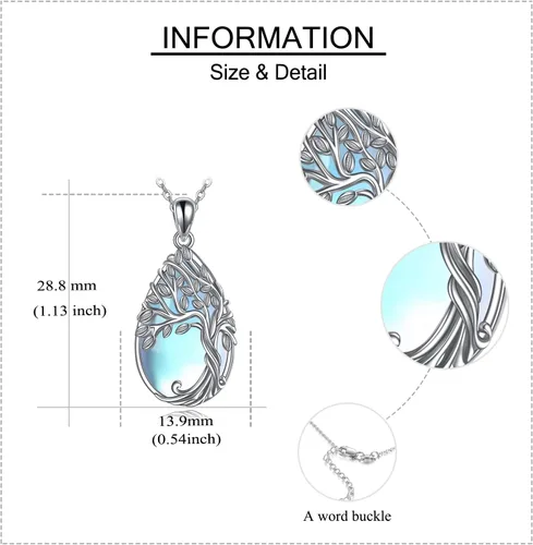 Miniatura 60 de ONEFINITY Collar de plata de ley 925 con diseño de árbol de la vida con colgante de nudo celta de concha de abulón para mujer