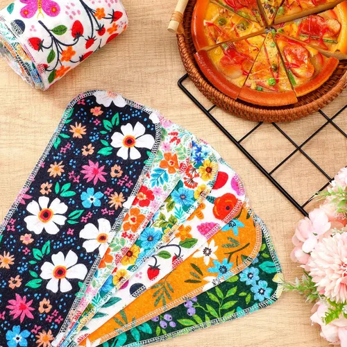 Miniatura 4 de FuWeave Paquete de 30 toallas de bidé reutilizables, lavables, suaves, para regalo, rollos sin papel, franela de algodón de 12 x 4.3 pulgadas, Floral
