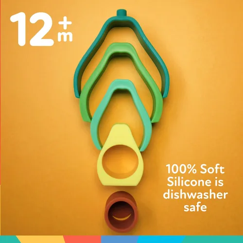 Miniatura 4 de Nuby Juguete interactivo de aguacate apilable de silicona suave, juguete apilable de 5 piezas para el desarrollo temprano, más de 12 meses