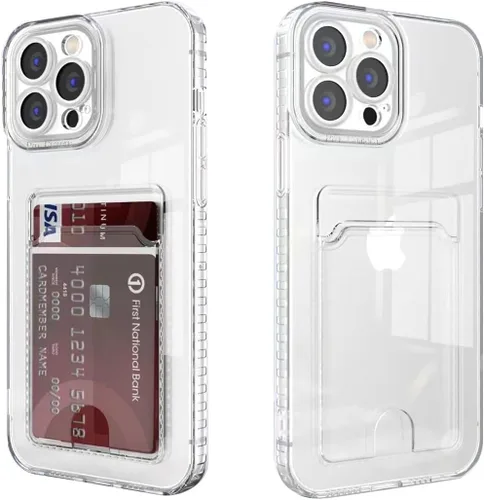 Miniatura 3 de Funda compatible con iPhone 11 con soporte para tarjetas, funda transparente con ranura para tarjetas, ultrafina, suave, a prueba de golpes, funda