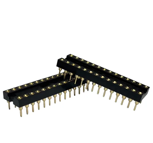 Miniatura 2 de Chapado en oro 20 unids DIP-28 pines IC Round Hole Socket Adaptor 0.100 in Paso 7.6 Fila Paso 2 Fila 28 Pines Redondos Soldadura (DIP-28 pines)