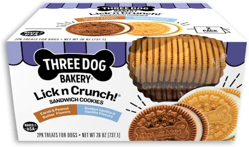 Miniatura 10 de Three Dog Bakery Lick'n Crunch! Galletas de sandwich para perros de Golden y mantequilla de maní - Golosinas para perros crujientes con sabor a