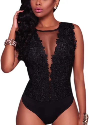 RARITYUS Women Sexy Lace Swimsuit Bodysuit Jumpsuit See Through Mesh SleevelessLong Sleeve Tops for Party Outfit