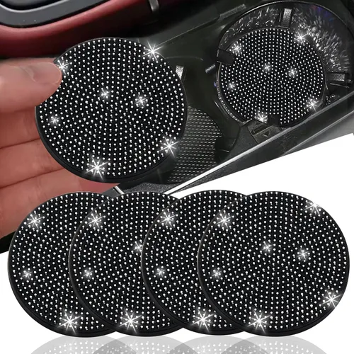 Miniatura 9 de NBTEPEM 2 posavasos de auto con diamantes de imitación, 2.75 pulgadas, antideslizantes, a prueba de golpes, universal, a la moda, para auto
