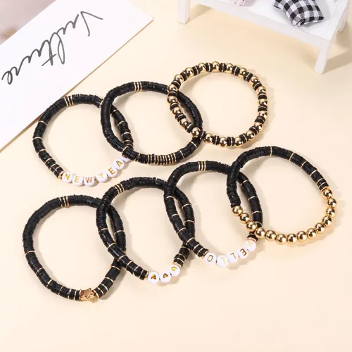 Miniatura 258 de Surfer Heishi - Pulseras apilables para mujer, apilables, de vinilo arcoíris, disco de arcilla, pulseras elásticas para la amistad, joyería bohemia