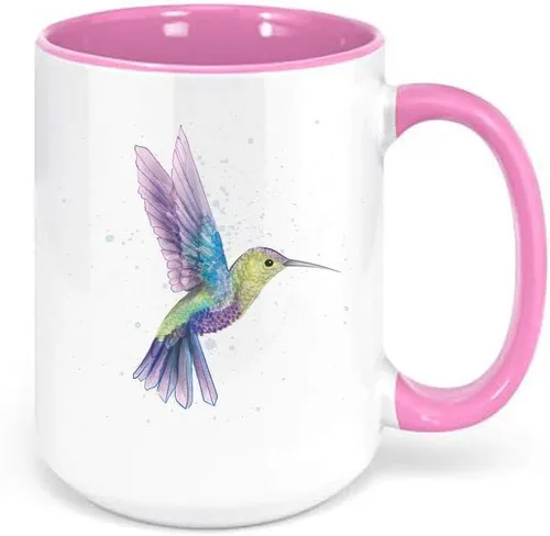 Miniatura 3 de Taza de colibrí de acuarela/taza de café para amantes de los pájaros/idea de regalo de cumpleaños/diseño sublimado (negro)