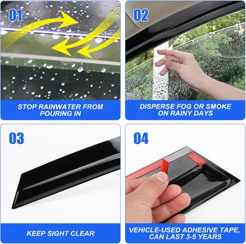 Miniatura 6 de Viseras adhesivas de bajo perfil para ventana, protectores de lluvia para Buick Envista 2024 2025, deflectores de ventana, reducen el ruido