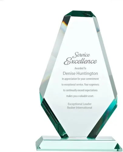 Miniatura 13 de Baudville Trofeo grabado personalizado – Cristal de jade premium – Premio para empleados – Viene en caja de regalo Wisp biselado prémium