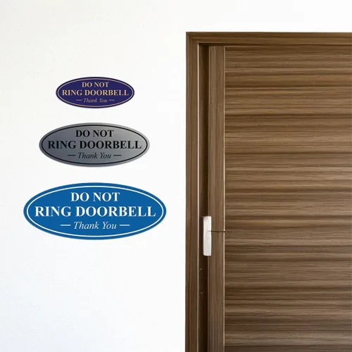 Miniatura 3 de All Quality Cartel de agradecimiento ovalado con texto en inglés «Do not Ring DOORBELL», color negro, pequeño, 1 paquete