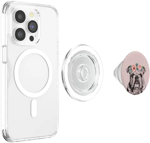 Miniatura 4 de Bulldog inglés con diadema floral para perro, mamá, PopSockets MagSafe PopGrip para iPhone