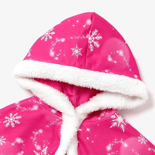 Miniatura 4 de Disney Princess - Conjunto de vestido de manga larga con estampado de personajes y capucha con estampado de copos de nieve