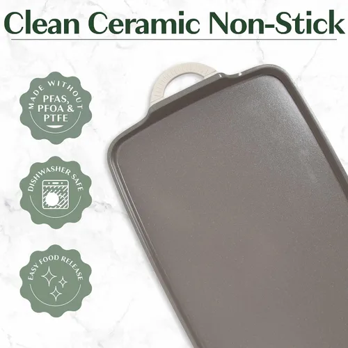 Miniatura 4 de Goodful Plancha de Doble Quemador Todo en Uno, Cerámica Antiadherente, Aluminio Fundido Duradero, Apto para Horno y Lavavajillas, Fabricado sin Lino