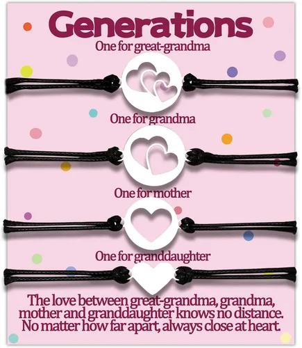 Juego de pulseras a juego para mamá, nieta, regalos para madre, hija, abuela, para 3, 4 generaciones, pulseras a juego, regalos para el día de la