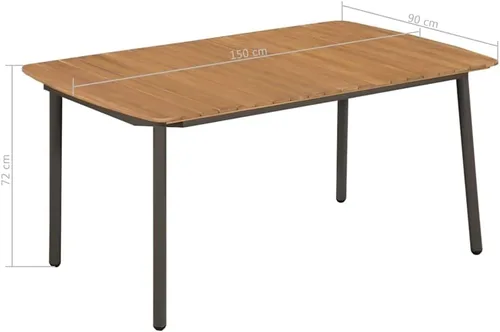 Miniatura 9 de Ensemble de Salle à Manger Extérieur 7 pièces en Acacia massif et rotin synthétique gris, résistant aux intempéries, Pour Jardin terrasse, Design