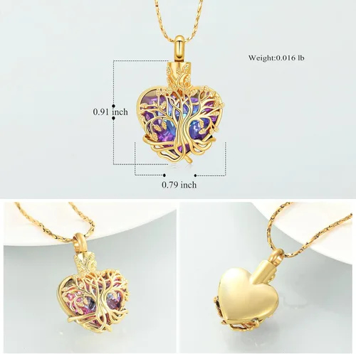 Miniatura 95 de Imrsanl Collar de urna de árbol de la vida con forma de corazón, joyería de cremación para hombres y mujeres, recuerdo, joyería conmemorativa