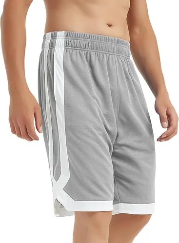 Miniatura 7 de TopTie Pantalones cortos de baloncesto de malla de 7 pulgadas con bolsillos para hombre, pantalones cortos deportivos activos de 2 tonos, pantalones