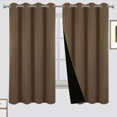 Miniatura 9 de LEMOMO Cortinas 100% opacas de 52 x 95 pulgadas, 2 paneles de oscurecimiento con aislamiento térmico para dormitorio Negro