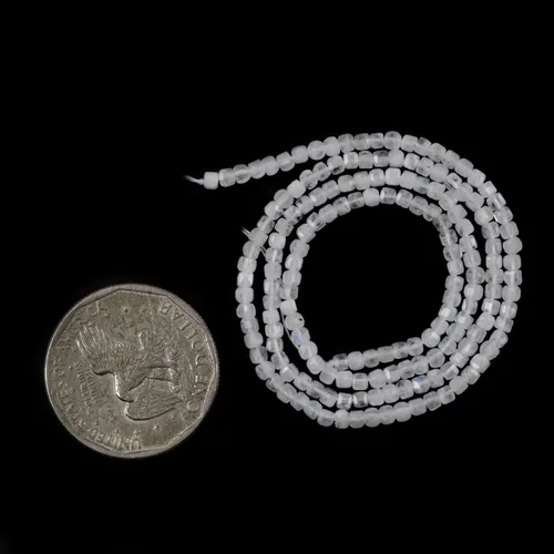 Miniatura 4 de Cuentas curativas sueltas cuadradas de piedra lunar facetadas de 0.079 pulgadas (0.079 in) para hacer joyas de 15 pulgadas