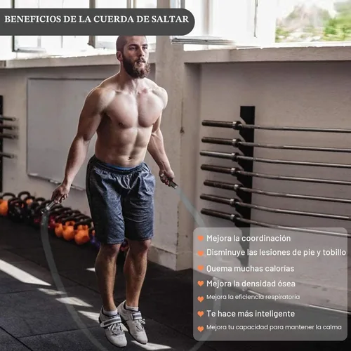 Miniatura 5 de Redify Cuerda de saltar con peso para entrenamiento físico (1 libra), rodamiento de bolas sin enredos, cuerda de saltar de velocidad rápida para Gris