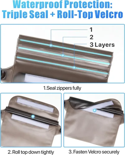 Miniatura 3 de F-color Riñonera impermeable – Cruise Essentials 2026 – Bolsa impermeable con correa ajustable en la cintura, bolsa seca enrollable con triple