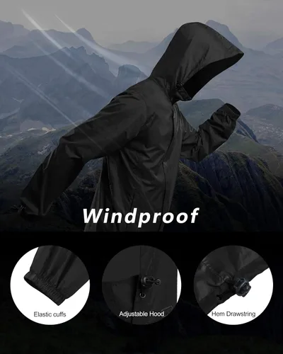 Miniatura 5 de Outdoor Ventures Caspar - Chubasquero impermeable para hombre, con capucha, para lluvia