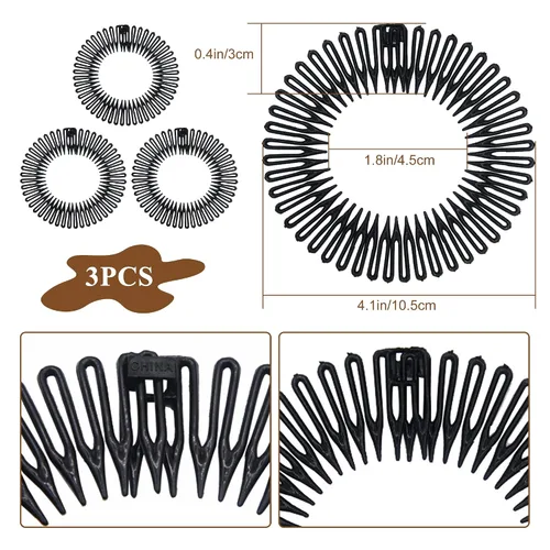 Miniatura 2 de Soft 'N Style Diademas flexibles elásticas para mujeres (3 unidades, color negro)