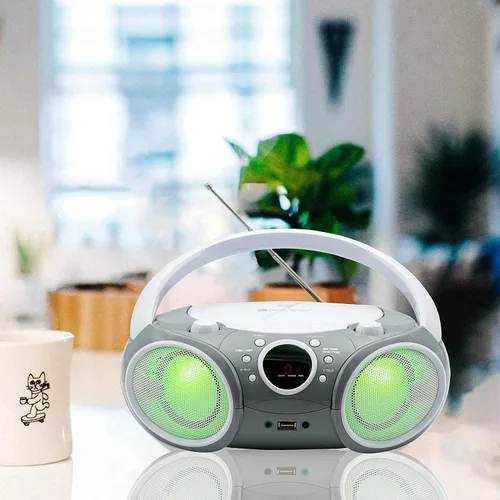 Miniatura 5 de SINGING WOOD 030BTL CD/CD-R/CD-RW Boombox Portátil/w Bluetooth, USB, radio AM/FM, entrada AUX, conector para auriculares, asa de transporte plegable
