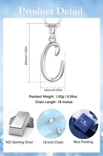 Miniatura 6 de EUDORA Collares de plata esterlina con inicial para mujer, regalos clásicos de 26 letras sin cuello para niñas, hermana, madre hija, cadena de 18
