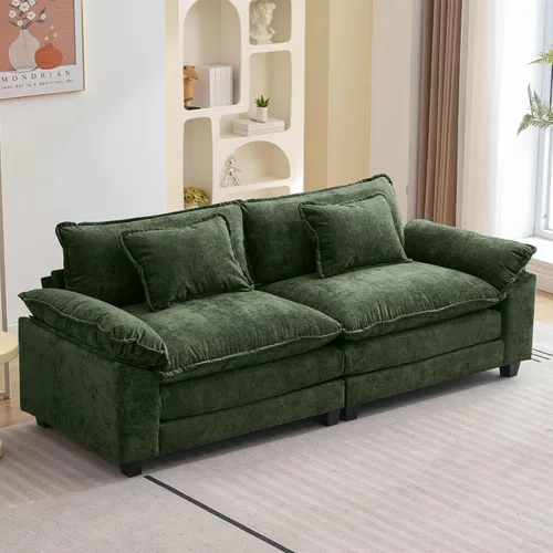 Miniatura 64 de Oprisen Sofá Seccional Modular, Cómodo Cloud Couch Sofá Seccional, Sofá Cama de Chenilla con Asiento Profundo con Almohadas Decorativas para Sala