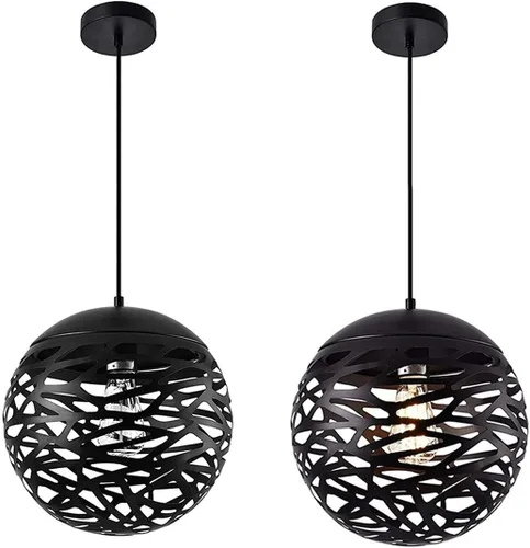 Miniatura 8 de Adjustable Height Chandelier Light Fixture - Elegant Black Iron & Glass Design for Living Room, Kitchen Island, Cafe, and Bar(20cm)