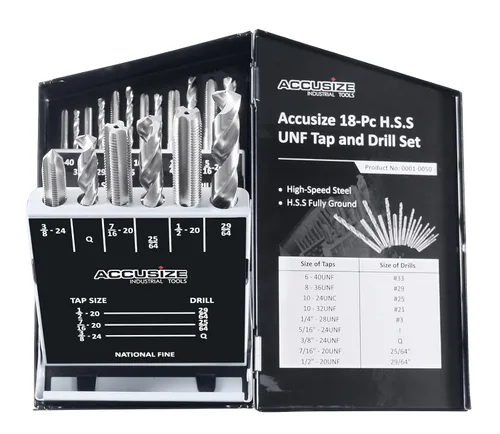 Miniatura 15 de Accusize Industrial Tools Juego de taladro y desbarbe de 18 piezas, H.S.S. métrico, 0001-0052