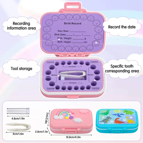 Miniatura 2 de Caffox Paquete de 2 Portadientes para Recuerdo de Niños, Caja del Ratoncito Pérez, Caja de Recuerdo de Primer Diente, Cajas de Contenedores de Arco